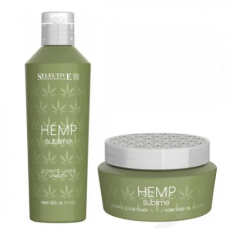 ХИДРАТИРАЩ КОМПЛЕКТ ШАМПОАН И МАСКА С КОНОПЕНО МАСЛО SELECTIVE PROFESSIONAL HEMP SUBLIME SHAMPOO AND MASK 2X250 ml